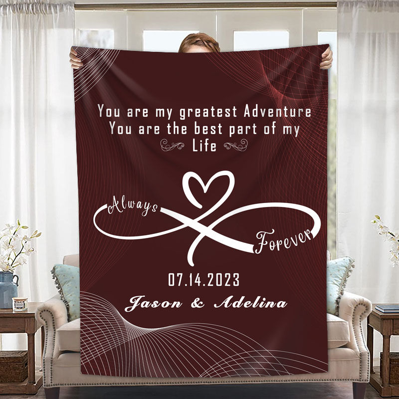Personalized Name Blanket Warm Valentine's Day Gift "You Are My Greatest Adventure"
