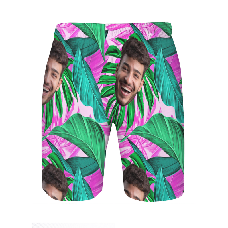 Personalized Picture Men's Beach Shorts Abstract Gift for Papa