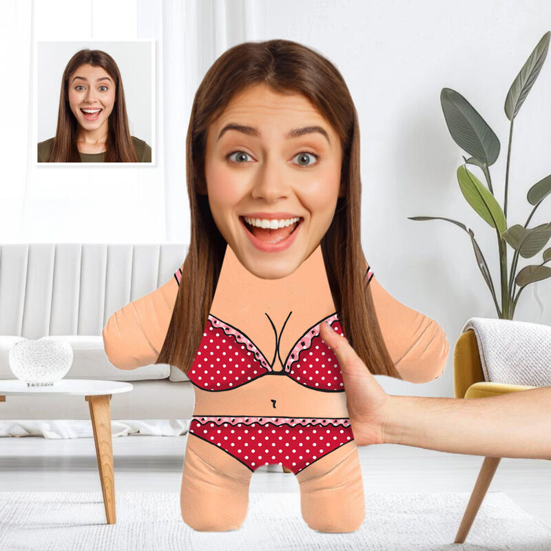 Anpassad ansiktskudde Bikini Babe fotokudde Rolig kudde för henne