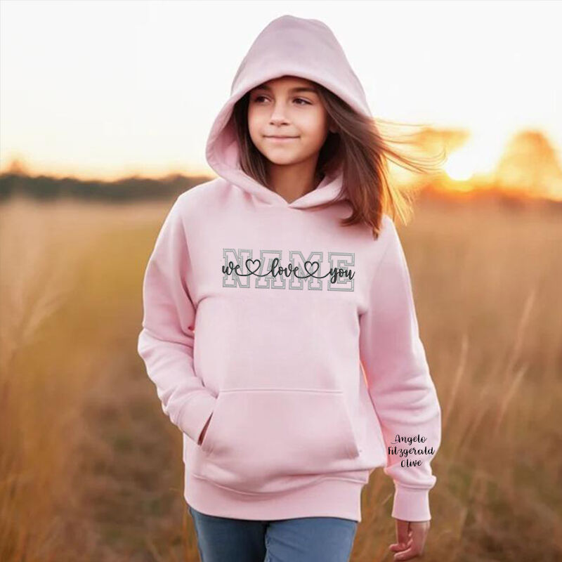 Personalized Kids Embroidered Hoodies With Custom Family Names Warm Gifts For Children