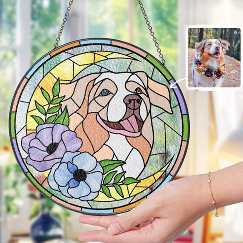 Personalized Pet Photo Glass Hangings Warm Christmas Gift For Pet Lovers