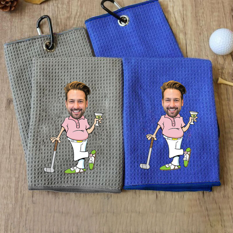 Custom Golf Towel Funny Big Belly Golfer Cartoon Effect Gift for Men