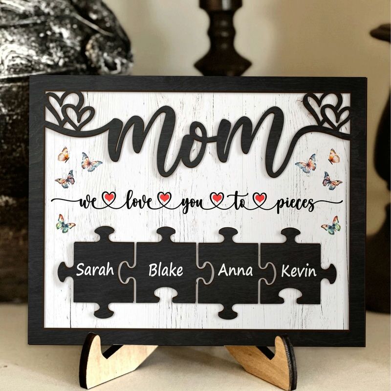 Personalisierte Name Puzzle Rahmen Mama Wir lieben dich in Stücke Schmetterling Design Perfektes Geschenk zum Muttertag
