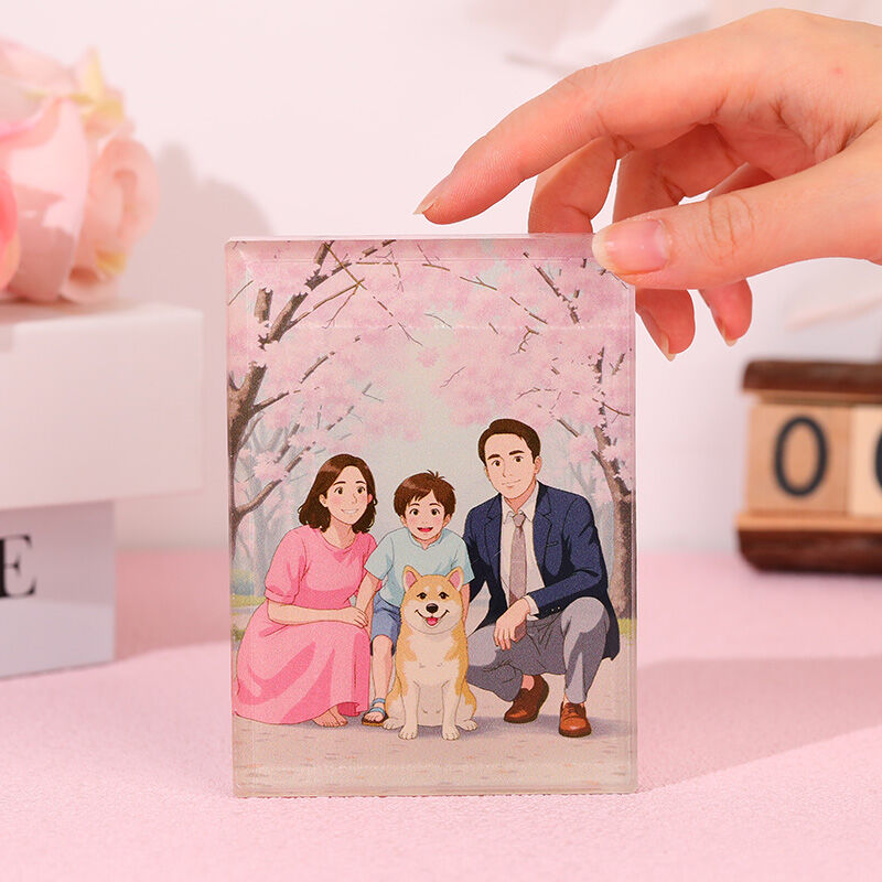 Personalisierte Ghibli Foto Stil Acryl-Plakette Geschenk für die Familie