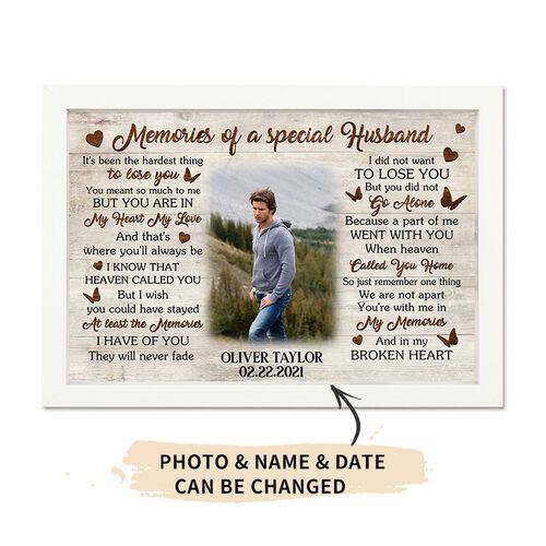 "Memories Of A Special Husband" Custom Photo Frame