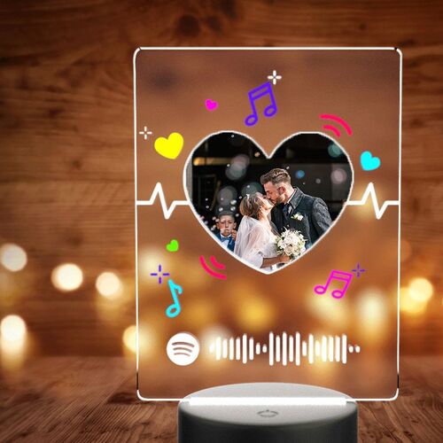 Lampe à chanson et à photo pour amoureux Personnalisé Spotify Plaque - avec 7 couleurs