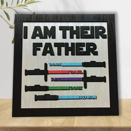 Personalized Name Puzzle Frame with Custom Name Lightsaber Design for Dad