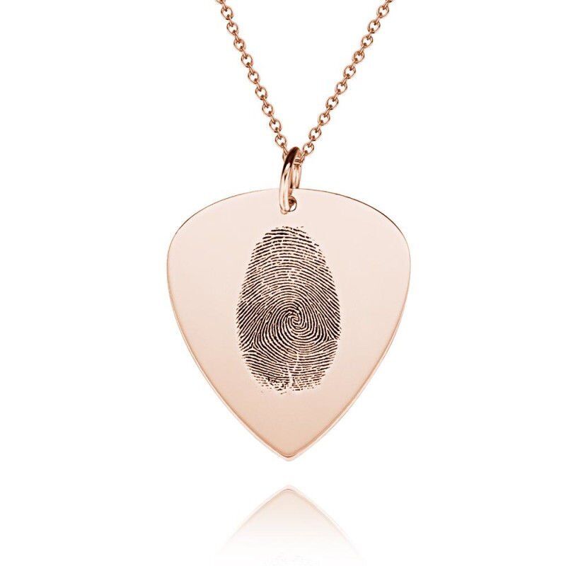 Personalized Fingerprint Jewelry Guitar Pick Necklace