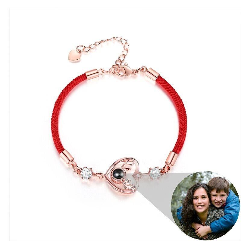 Personalized Photo Projection Bracelet with Black Cord-For Love