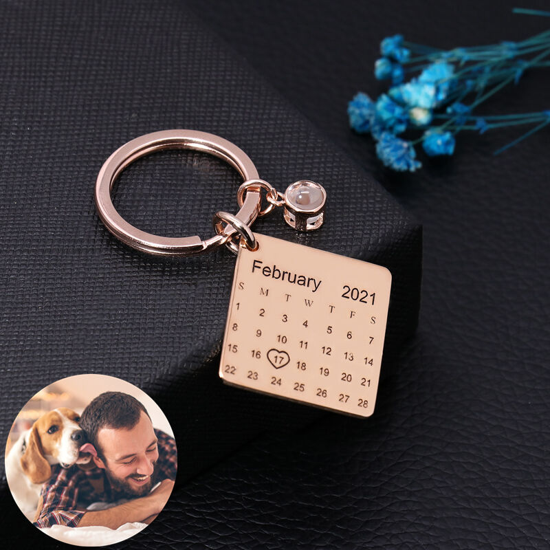 Personalized Photo Projection Calendar Keychain