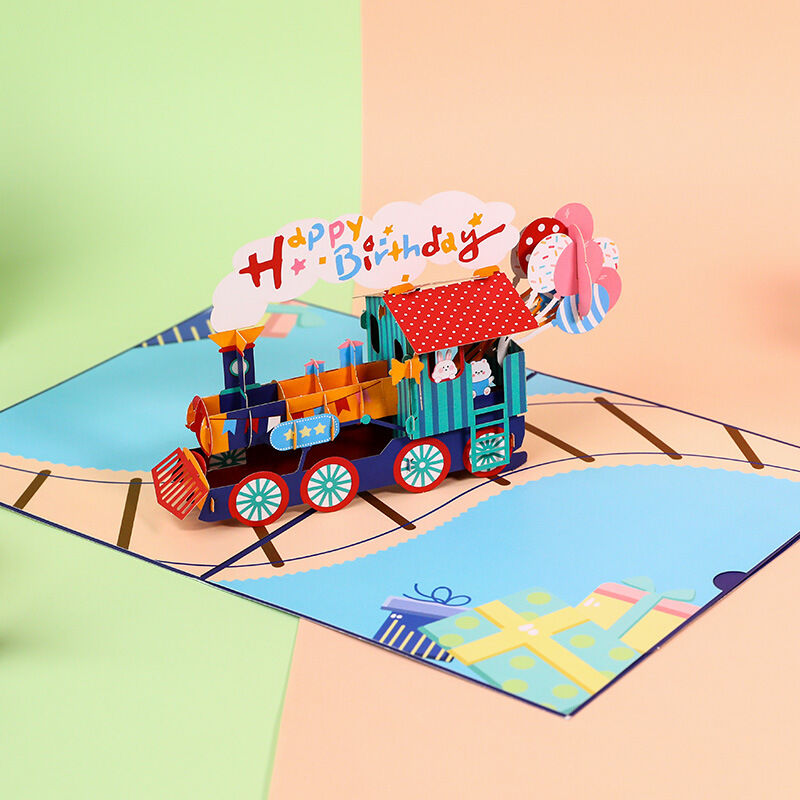 3D Creative Train Pop Up Card for Children's Birthday