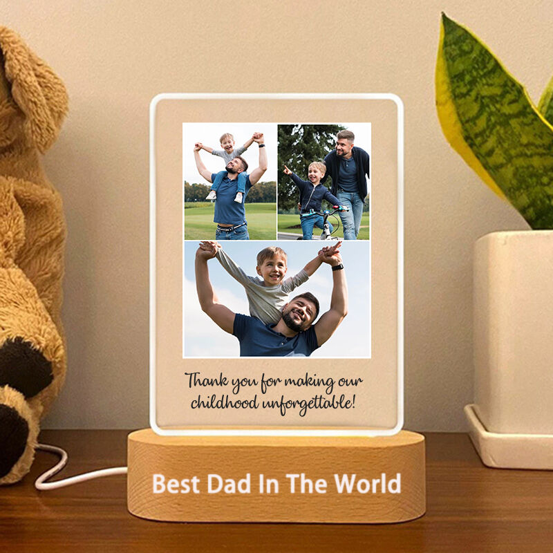 Personalized Acrylic Plaque Picture Lamp with Custom Photos and Texts for Best Dad