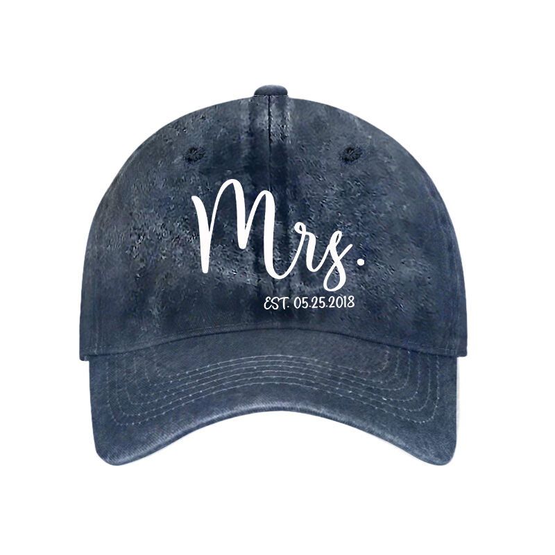 Personalized Hat Mrs Logo Design with Custom Date Unique Birthday Present for Her