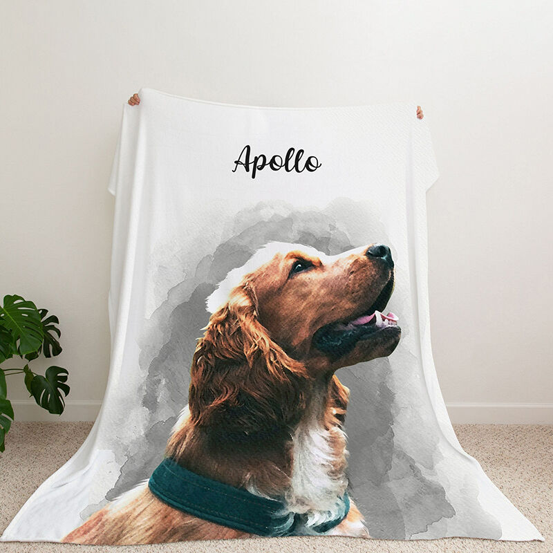 Personalized Photo Blanket with Comic Style Cute Present for Pet Lover