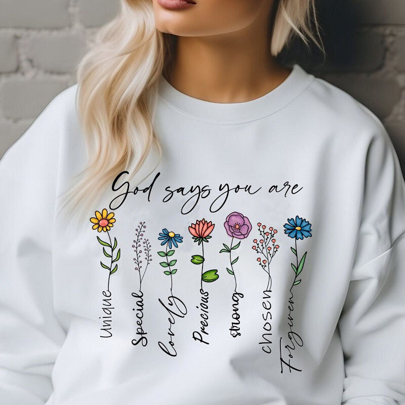 Personalisiertes Sweatshirt Gott Sagt Sie sind einzigartig mit guten Persönlichkeiten Warmes Geschenk für Freunde