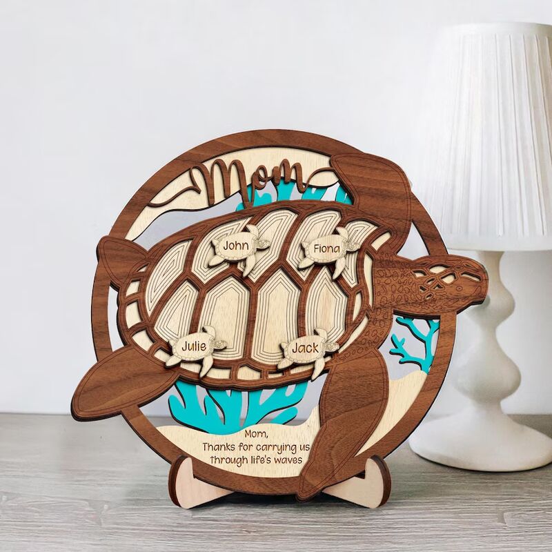 Personalized Turtle Name Photo Frame Home Decor for Mother's Day