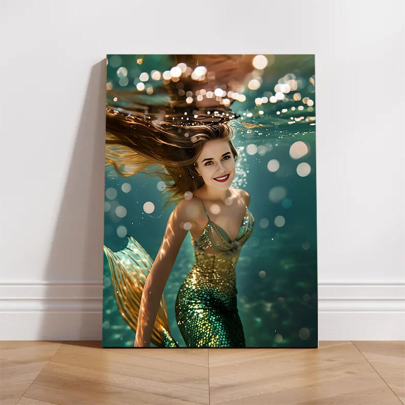 Personalized Beautiful Mermaid Portraits with Custom Face Swap Best Gift for Sister
