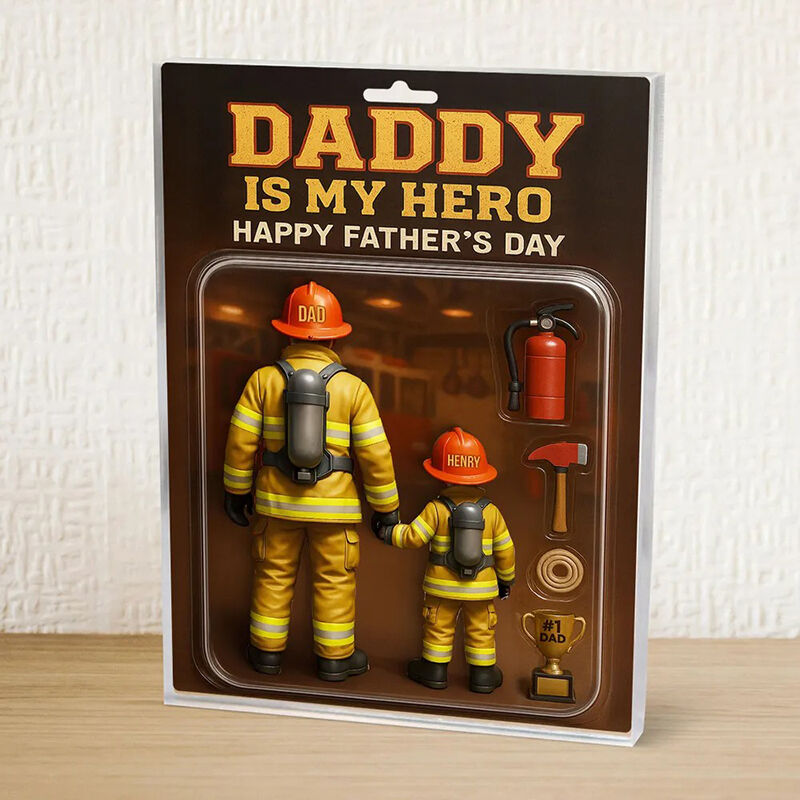 Targa personalizzata in acrilico con figura di vigile del fuoco Miglior regalo per papà