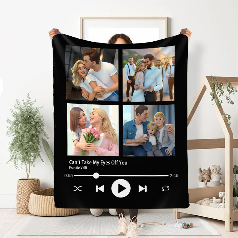 Personalized Picture Blanket Cartoon Style Design Lovely Gift for Family