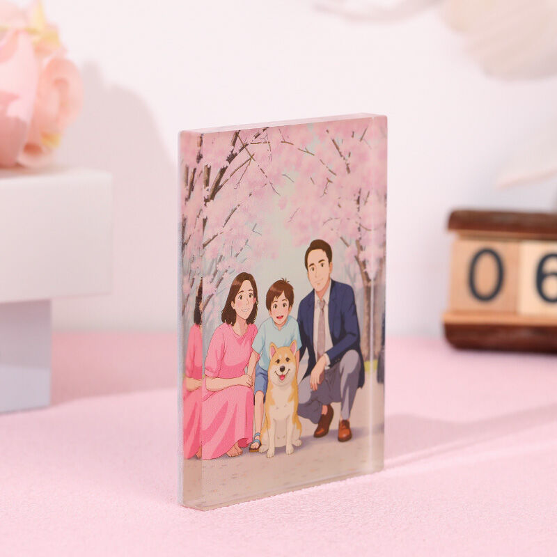 Personalisierte Ghibli Foto Stil Acryl-Plakette Geschenk für die Familie