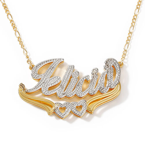 Two Tone Personalized Hollow Heart 3D Name Necklace