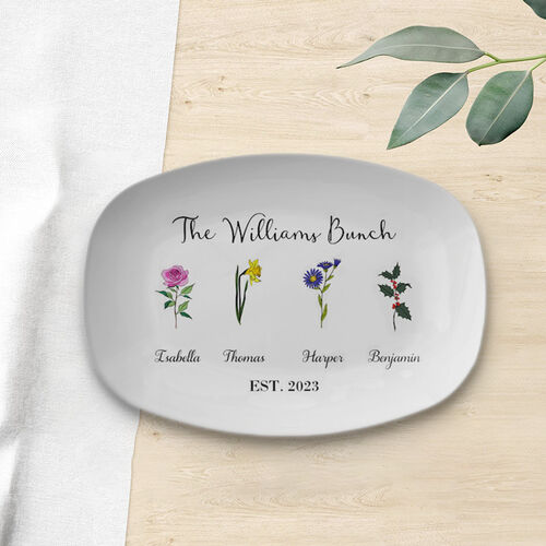 Personalized Birthflower And Name Plate Creative Present for Special Person