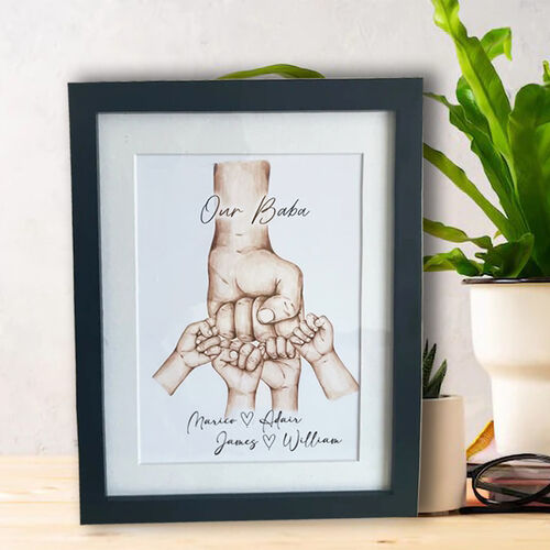 Personalized Name Puzzle Frame Fist Bump Pattern with Custom Name for Super Dad