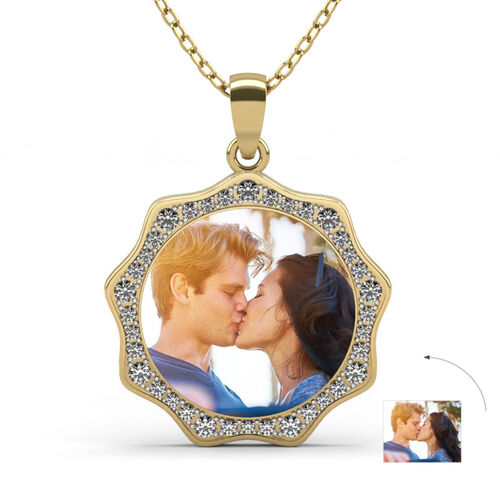 "Because of You" Personalized Photo Necklace