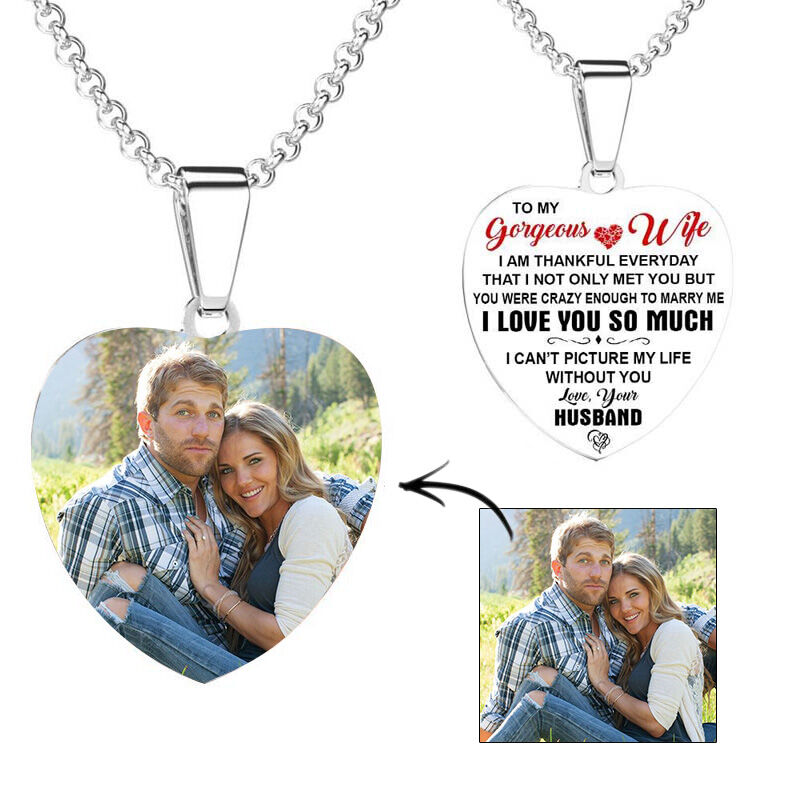 "To My Wife" Custom Heart-shaped Necklace Anniversary Gifts Style D