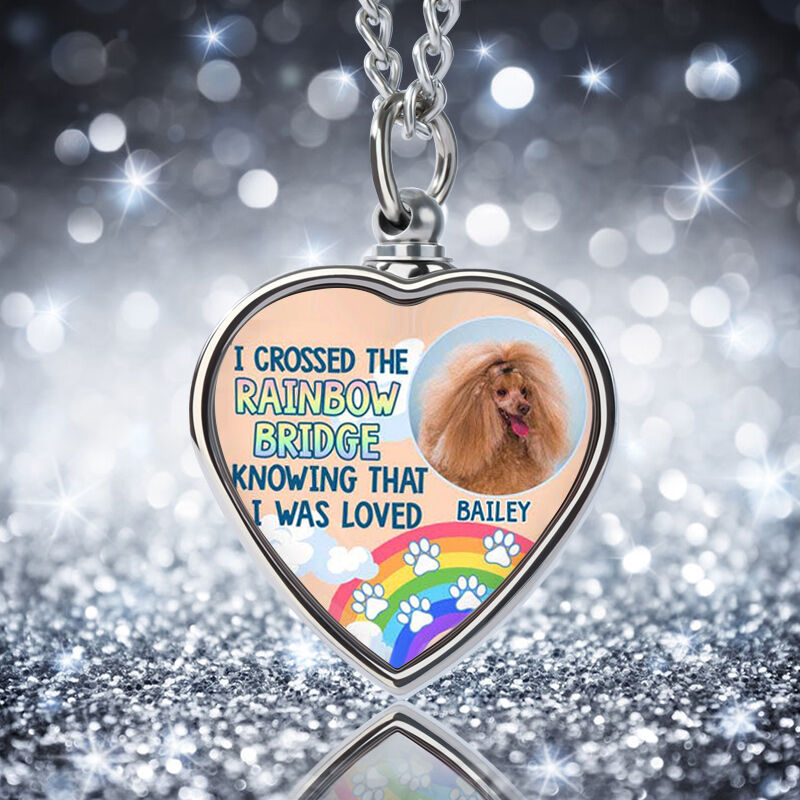 "I Crossed The Rainbow Bridge" Einzigartig Personalisierte Haustier Gedenk Urne Halskette