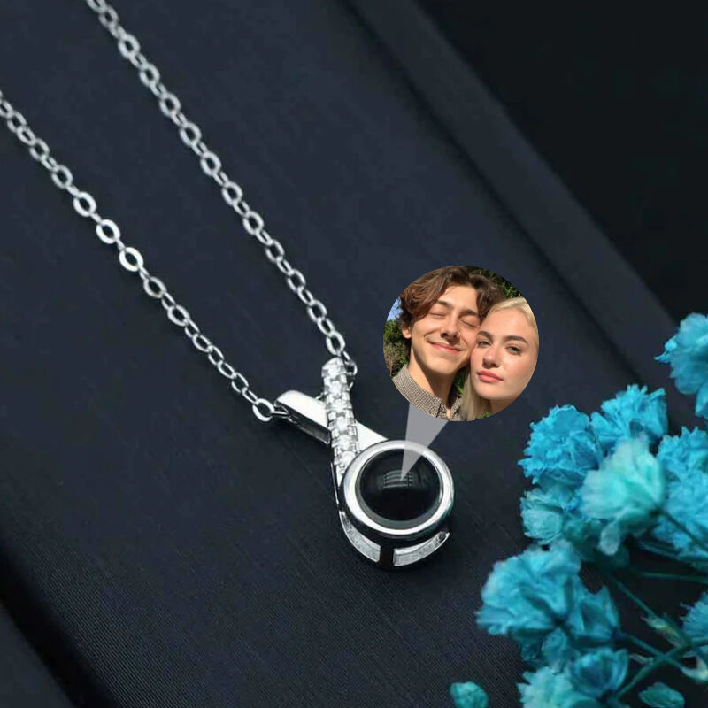 Sterling Silver Personalized X Picture Projection Necklace