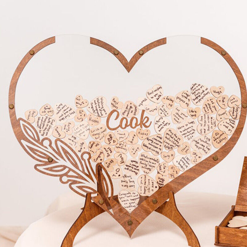 Libro de Invitados de Boda de Madera Personalizado en Forma de Corazón Regalos de Boda