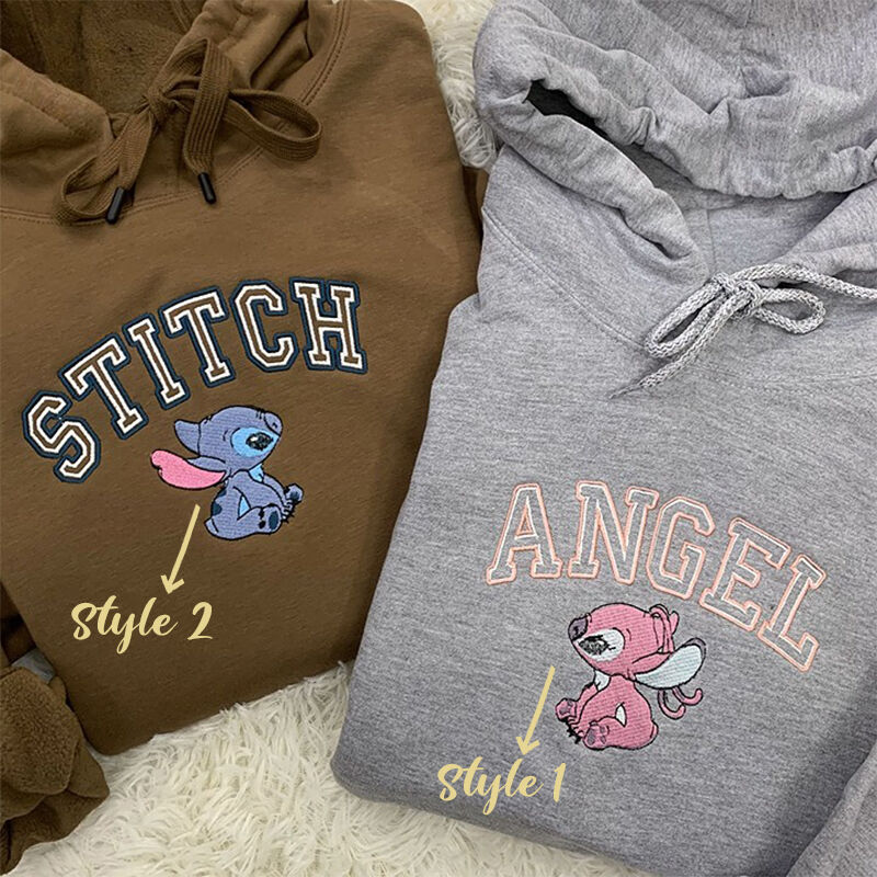 Sudadera con capucha bordada de dibujos animados y diseño de ángeles Regalo perfecto para parejas