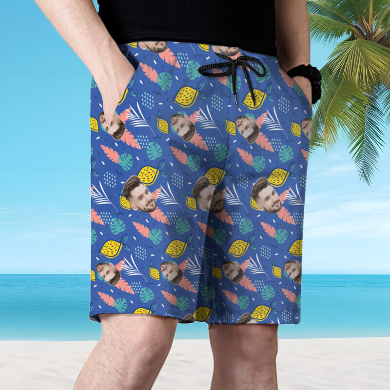 Personalized Picture Men's Beach Shorts Creative Design Present for Friend