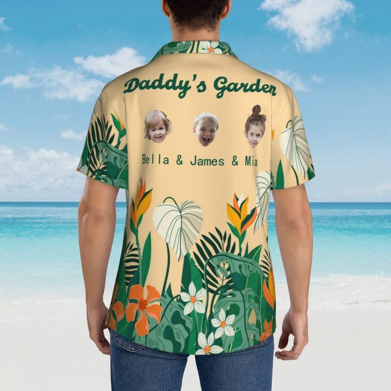 Camisa Hawaiana Personalizada Foto Niños para Papá