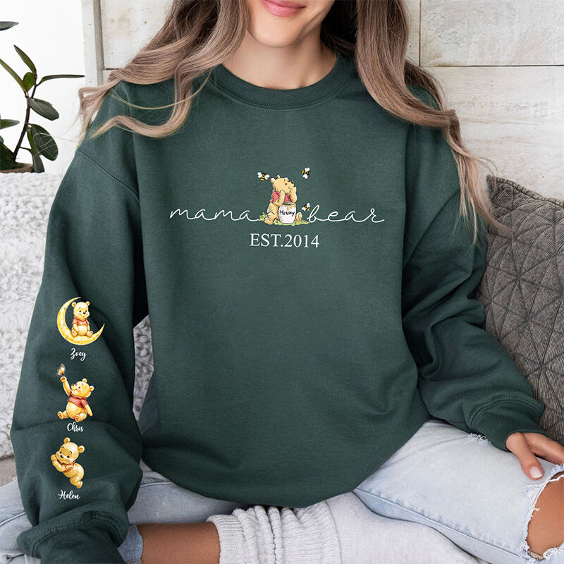 Personalized Sweatshirt Mama Bear Custom Names Baby Bear Pattern Design Perfect Mother's Day Gift