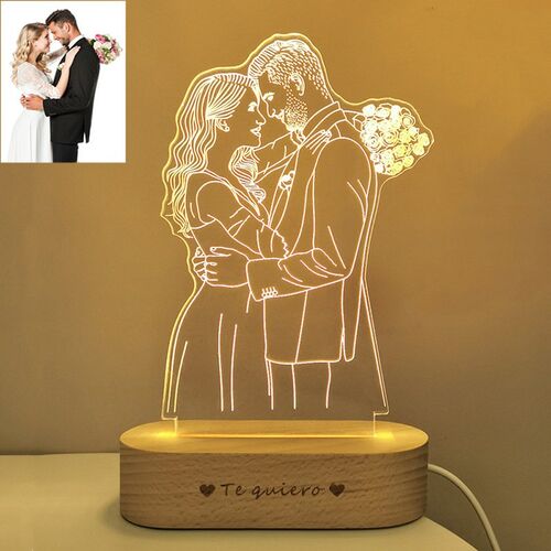 Lámpara personalizada con foto de pareja en 3D para el amor