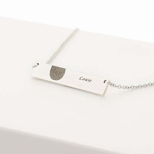 Collana Pendente Rettangolare Personalizzata con Impronte Digitale