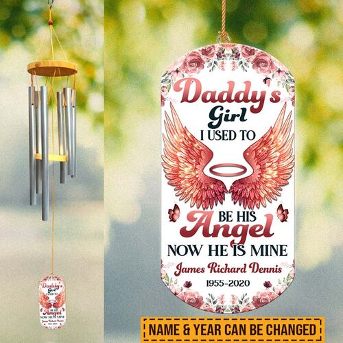 "I Used To Be His Angel Now He Is Mine" Double-sided Custom Wind Chime