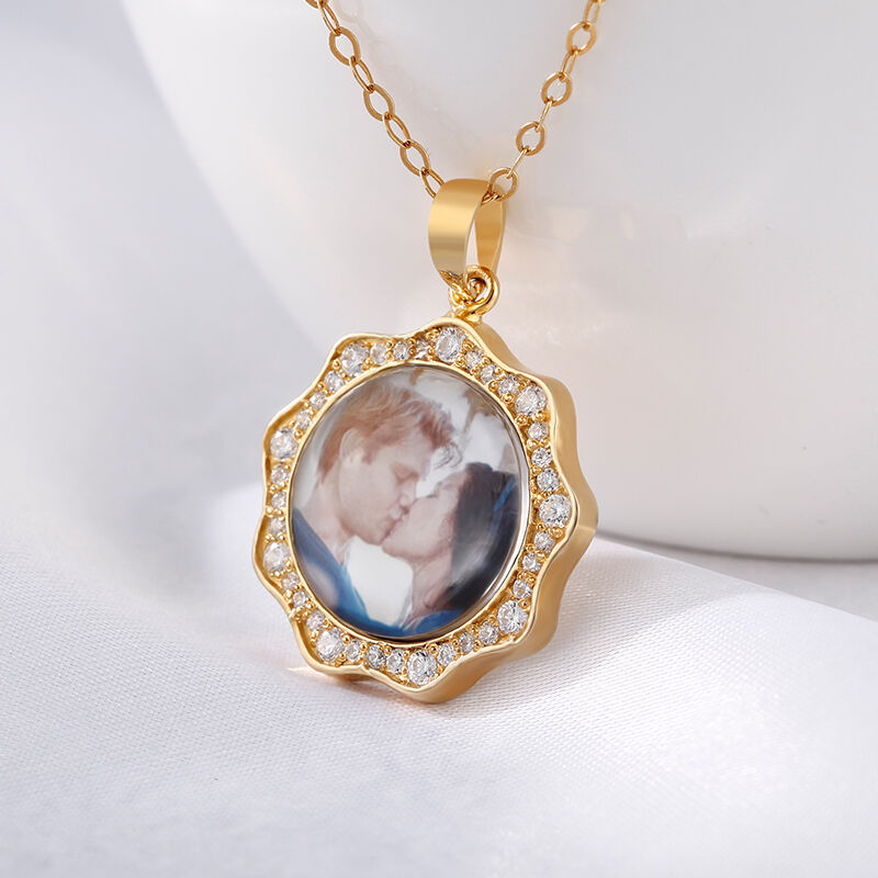 "Because of You" Personalized Photo Necklace