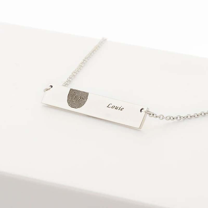 Personalised Square Engraved Fingerprint Necklace