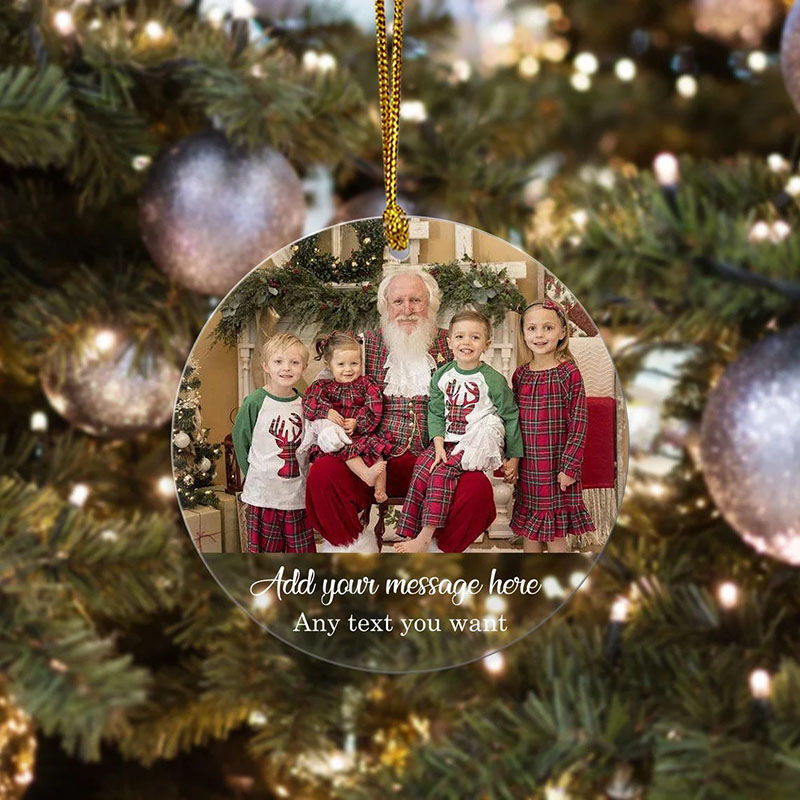 Ornamento navideño personalizado de foto de familia y nombre regalo para navidad