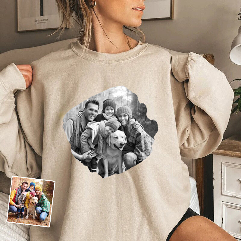 Personalized Sweatshirt with Custom Black and White Picture Design for Dear Mom
