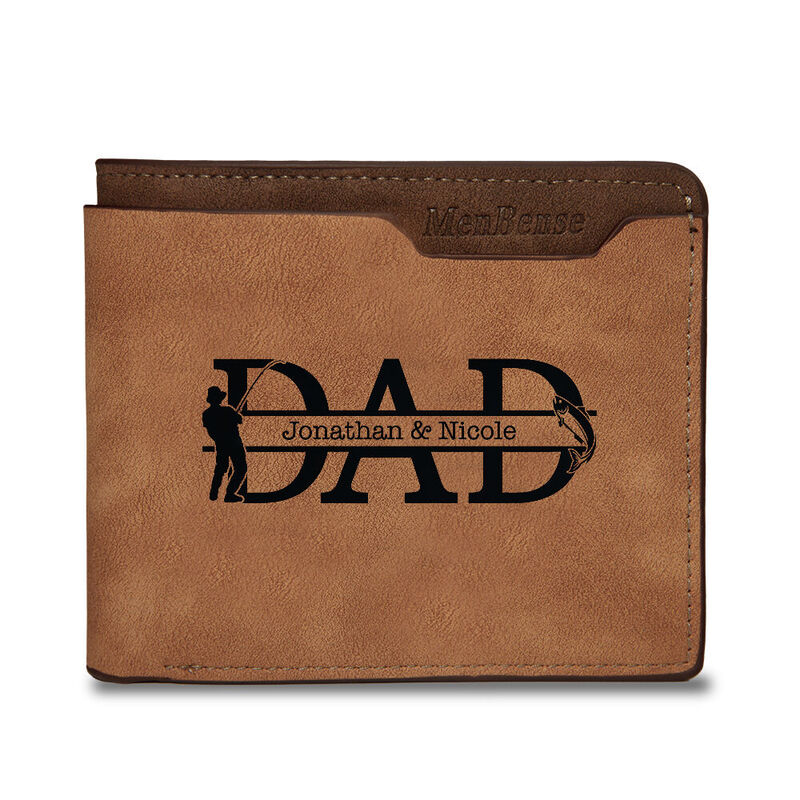 Personalized Casual Men's Wallet Custom Name With DAD Lettering Best Gift