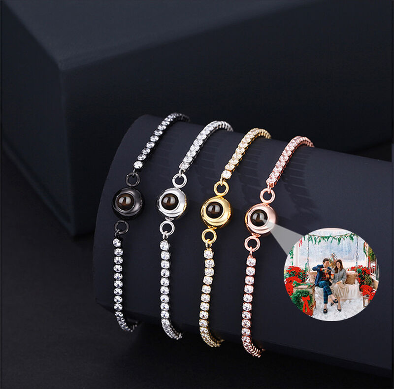 Personalized Picture Projection Bracelet With Diamond Chain Christmas Gift For Her
