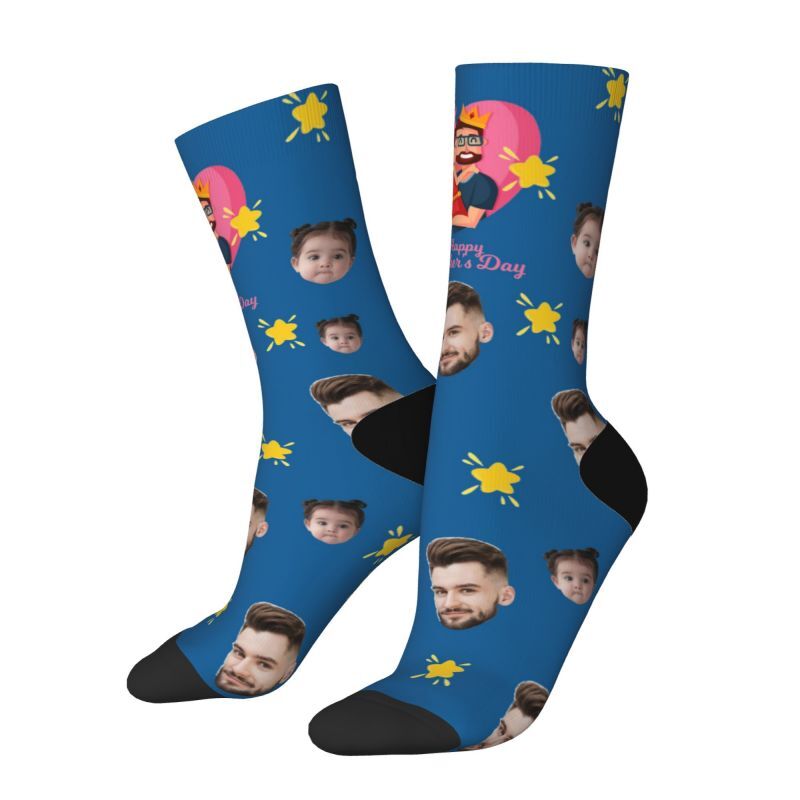Customizable Face Socks Add 2 Photo Father's Day Gift