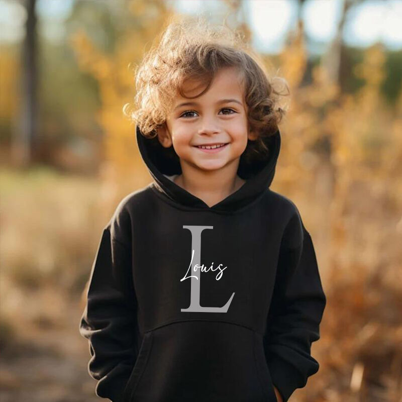 Personalized Children Hoodie Custom Name And Initials Simple Gift For Kids