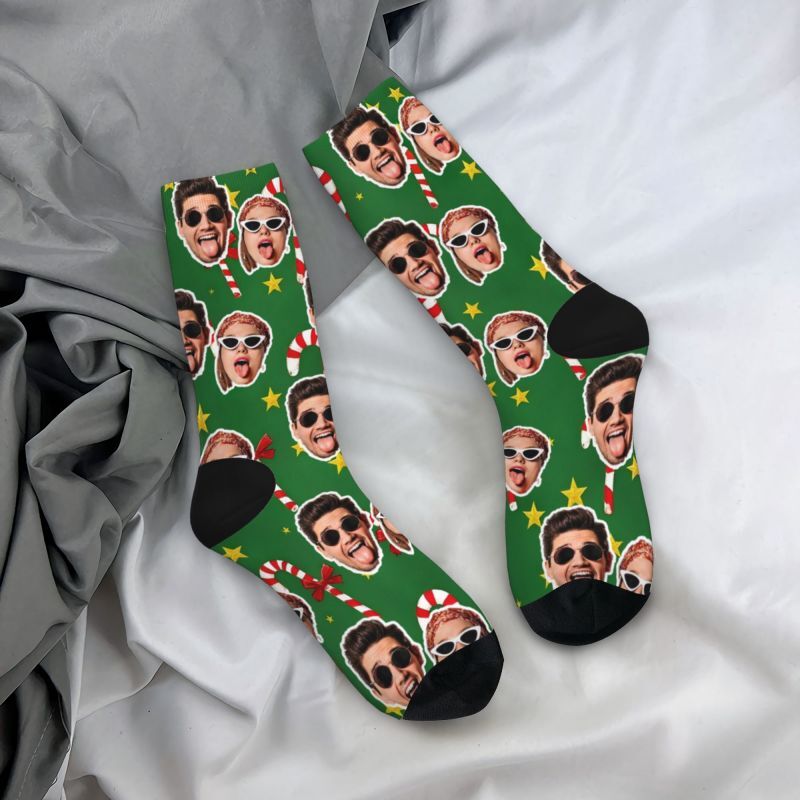 Personalized Face Socks, Couple Socks Suitable for Christmas Atmosphere