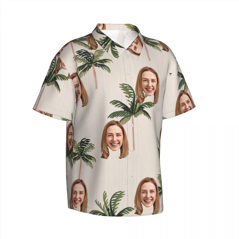 Personalized Hawaiian Shirt with Coconut Tree Print Simple Style Couple Shirt for Couples