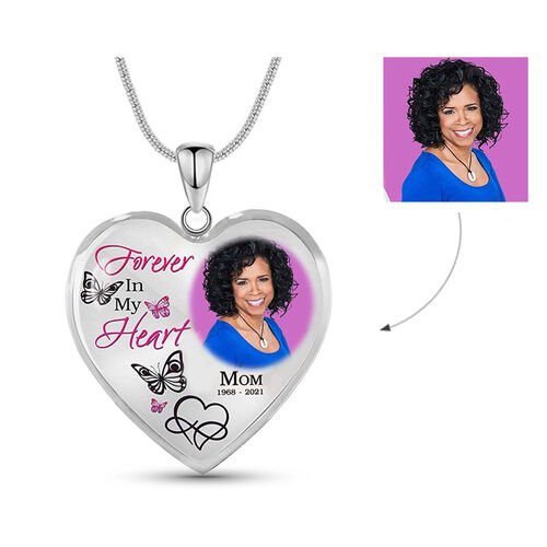 "Forever in My Heart " Custom Photo Memorial Necklace